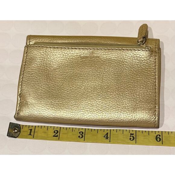 FOSSIL Genuine Leather Trifold Womens Wallet Credit Card Snap Yellow Vtg Classic - Picture 7 of 11
